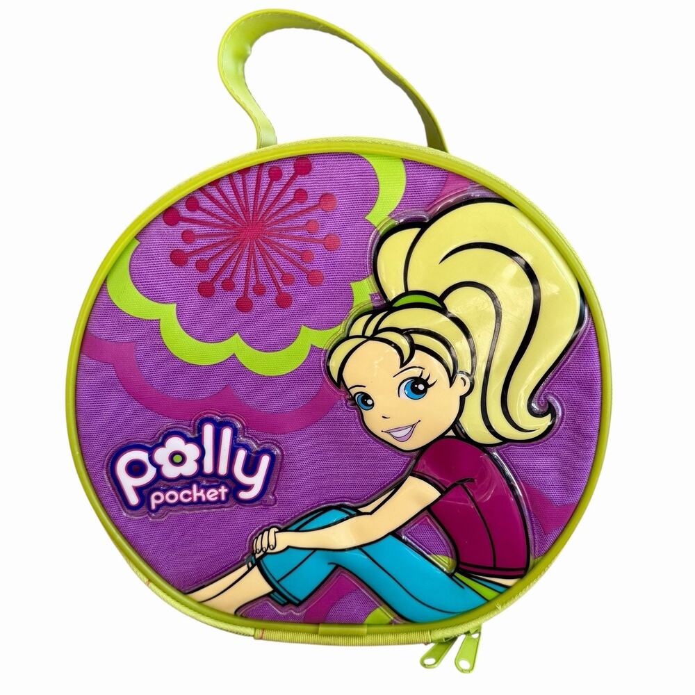 Vintage Polly Pocket Zip Carrying Bag Travel Case Take Along Purple/Green 9"